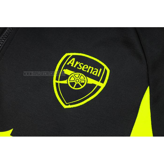 Tuta da Track de Felpa del Arsenal Bambino 2023-2024 Nero y Verde